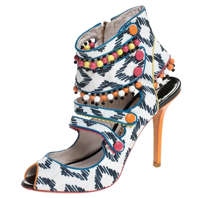 Pre-owned Sophia Webster Multicolor Strappy Leather Beaded Caged Sandals Size 39