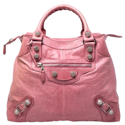 Pre-owned Balenciaga Bubble Gum Pink Leather Arena Giant Brief Tote