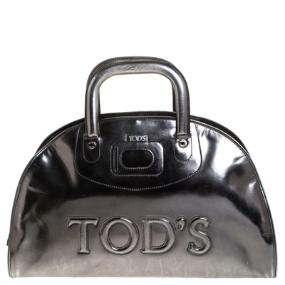 Pre-owned Tod's Metallic Silver Patent Leather Satchel