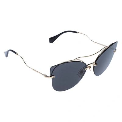 Pre-owned Miu Miu Pale Gold / Grey Smu52s Butterfly Sunglasses