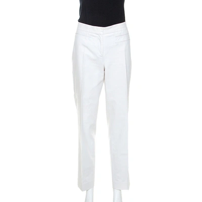 Pre-owned Versace Vintage Off White Cotton Straight Fit Trousers M