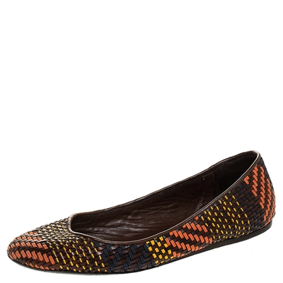 Pre-owned Burberry Multicolor Woven Leather Ballet Flat Size 38.5