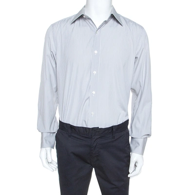 Pre-owned Tom Ford White & Grey Striped Cotton Button Front Shirt Xxl