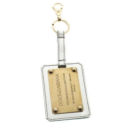 Pre-owned Dolce & Gabbana Silver & Gold Tone Logo Plaque Keyring
