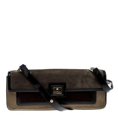 Pre-owned Ferragamo Multicolor Suede And Leather Shoulder Bag