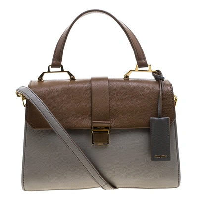 Pre-owned Miu Miu Grey/brown Madras Leather Shoulder Bag