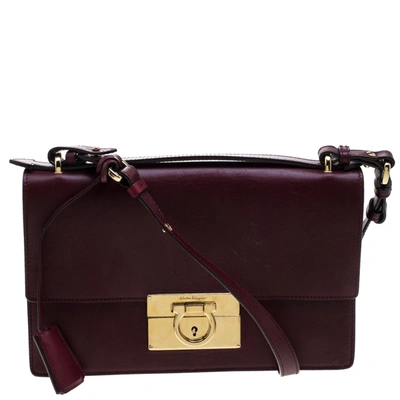 Pre-owned Ferragamo Burgundy Leather Aileen Gancio Shoulder Bag