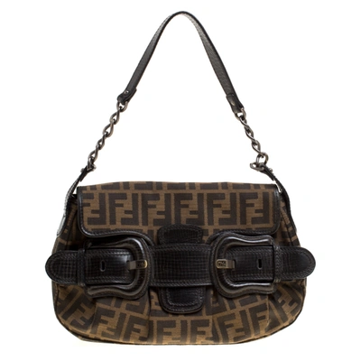 Pre-owned Fendi Tobacco Zucca Canvas B Bis Shoulder Bag In Brown