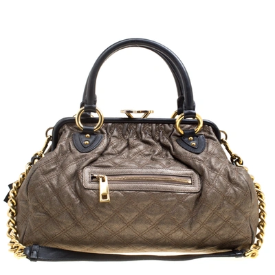 Pre-owned Marc Jacobs Gun Metal Quilted Leather Stam Shoulder Bag In Metallic