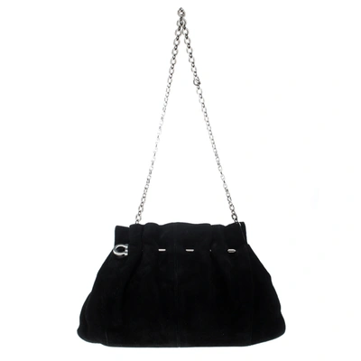 Pre-owned Ferragamo Black Suede Chain Shoulder Bag