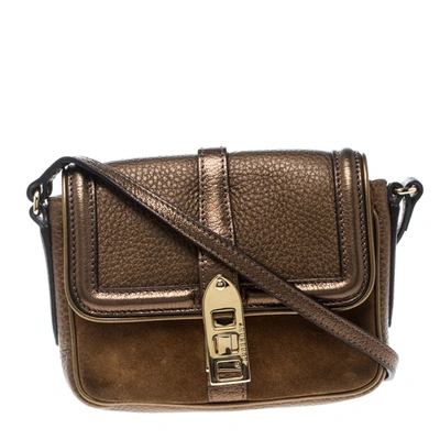 Pre-owned Burberry Brown Leather And Suede Mini Berkeley Crossbody Bag