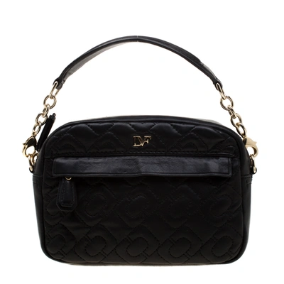 Pre-owned Diane Von Furstenberg Black Quilted Leather Milo Crossbody Bag