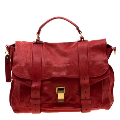 Pre-owned Proenza Schouler Red Leather Large Ps1 Top Handle Bag