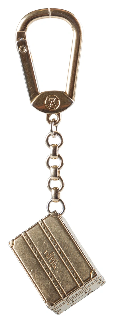 Pre-owned Louis Vuitton Textured Trunk Motif Gold Tone Keychain / Bag Charm