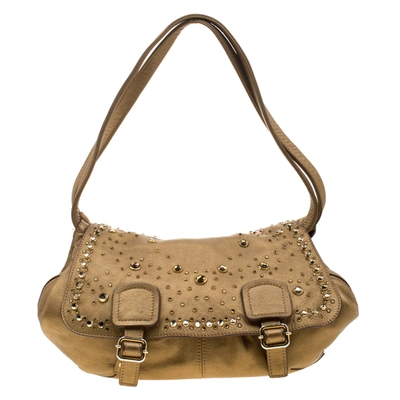Pre-owned Sonia Rykiel Metallic Gold Leather Studded Shoulder Bag