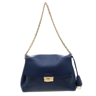 Pre-owned Dior Ling Shoulder Bag In Blue