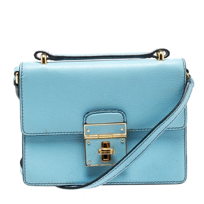 Pre-owned Dolce & Gabbana Light Blue Leather Mini Rosalia Crossbody Bag