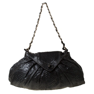Pre-owned Zagliani Black Metallic Python Leather Shoulder Bag