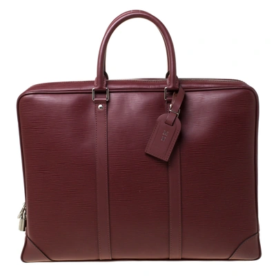 Pre-owned Louis Vuitton Bordeaux Epi Leather Porte-documents Voyage Bag In Burgundy