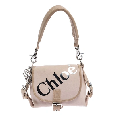Pre-owned Chloé Pink/beige Canvas And Leather Shoulder Bag