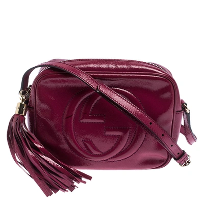 Pre-owned Gucci Magenta Patent Leather Small Soho Disco Shoulder Bag In Pink