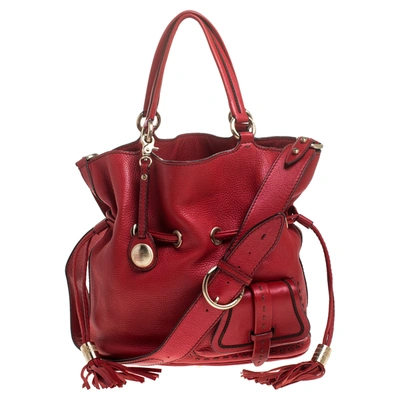 Pre-owned Lancel Red Leather Premiere Flirt Bucket Shoulder Bag