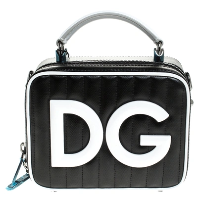 Pre-owned Dolce & Gabbana Black/white Coated Canvas Dg Girls Crossbody Bag