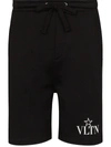 Valentino Vltnstar Logo-print Cotton-blend Track Shorts In Black