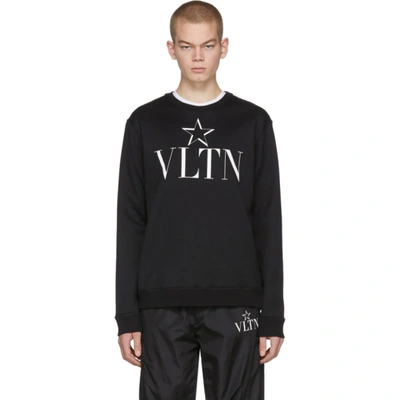 Valentino Vltnstar Logo-print Cotton-blend Sweatshirt In Black