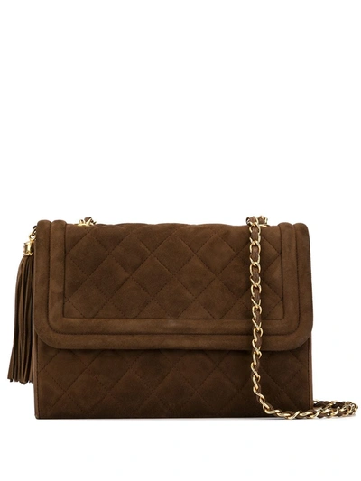Pre-owned Chanel 1990s Diamond-quilted Tassel Shoulder Bag In Brown