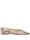 Aeyde Moa Snake-effect Leather Point-toe Flats In Animal