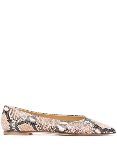Aeyde Moa Snake-effect Leather Point-toe Flats In Snake Print
