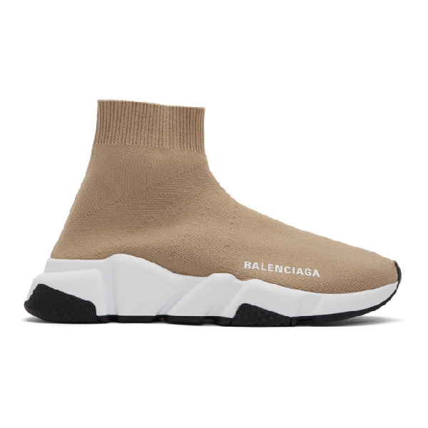 Balenciaga Speed Stretch-knit High-top Sneakers In Beige | ModeSens