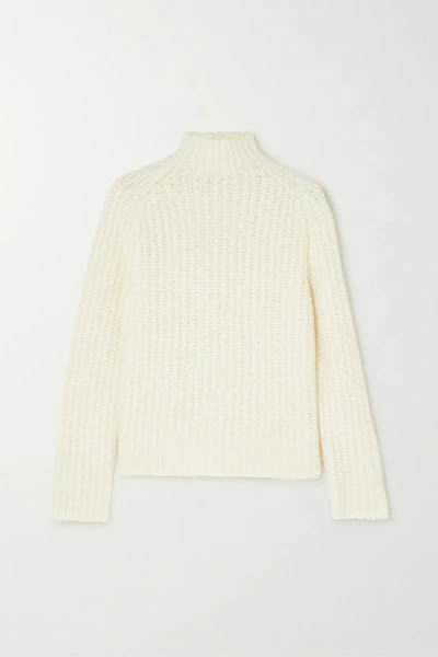 Akris Ribbed Cashmere And Mulberry Silk-blend Sweater In White