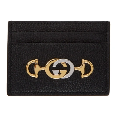 Gucci Zumi Embellished Textured-leather Cardholder In Black