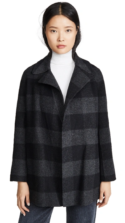 Theory Overlay Double-face Check Coat In Black Multi