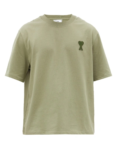 Ami Alexandre Mattiussi Ami Logo-patch Cotton-jersey T-shirt In Green