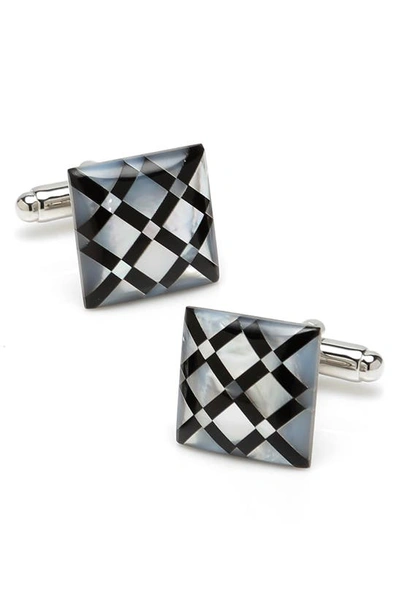 Cufflinks, Inc Men's Mother-of-pearl Diamond-pattern Cufflinks In Gray