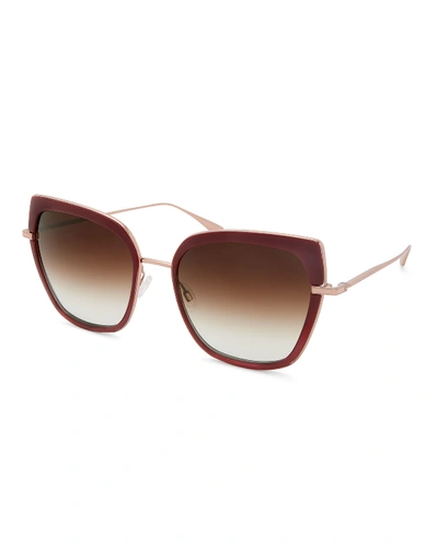 Barton Perreira Solstress Butterfly Titanium & Zyl Acetate Sunglasses In Oxblood