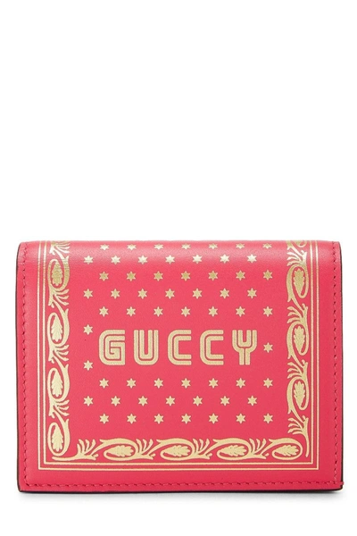 Pre-owned Gucci Pink Leather Guccy Moon & Stars Card Case