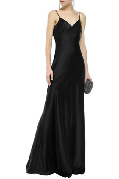 Amanda Wakeley Fluted Satin Gown In Black