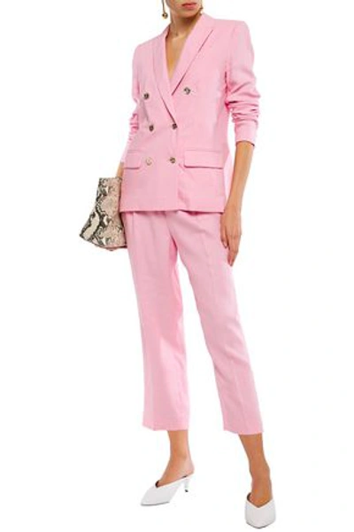 Michael Michael Kors Cropped Linen-blend Twill Tapered Pants In Baby Pink