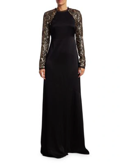 Rachel Zoe Miabella Sequin-embellished Tulle-paneled Crepe Gown In Black