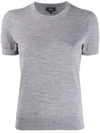 Theory Short Sleeve Knitted Top In Grey