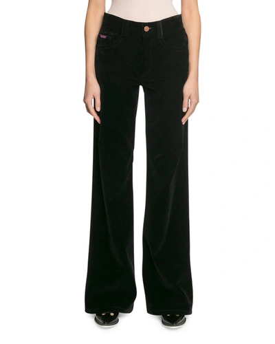 Marc Jacobs The Velveteen Flared Jeans In Black