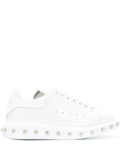 Alexander Mcqueen Studded Raised-sole Leather Trainers In White