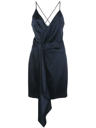 Cushnie Drape Detail Silk Mini Dress In Blue