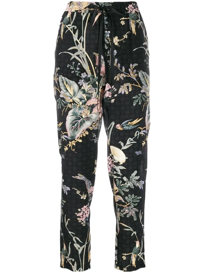 Red Valentino Floral-print Trousers In Black