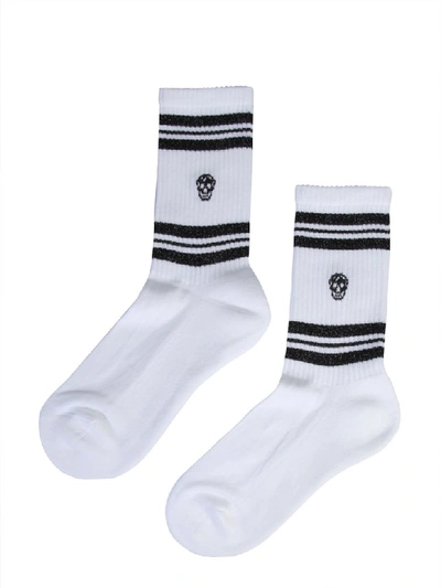 Alexander Mcqueen Sports Skull Socks In Bianco