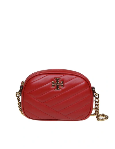 Tory Burch Shoulder Strap Kira Chevron Small In Red Leather